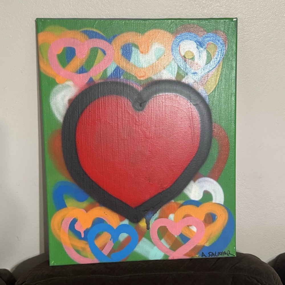 Hearts Of Hope Abstract Layering Canvas Painting Alejandro Rojas Salazar 2022